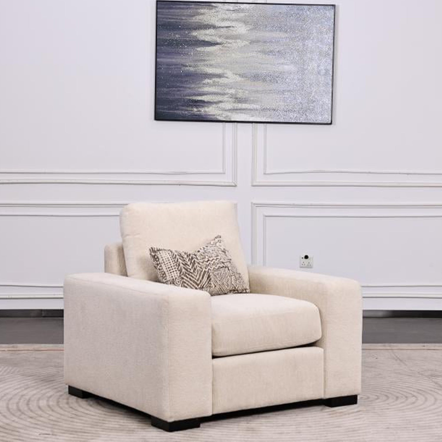 كنب فايونا فردي باللون البيج الكريمي