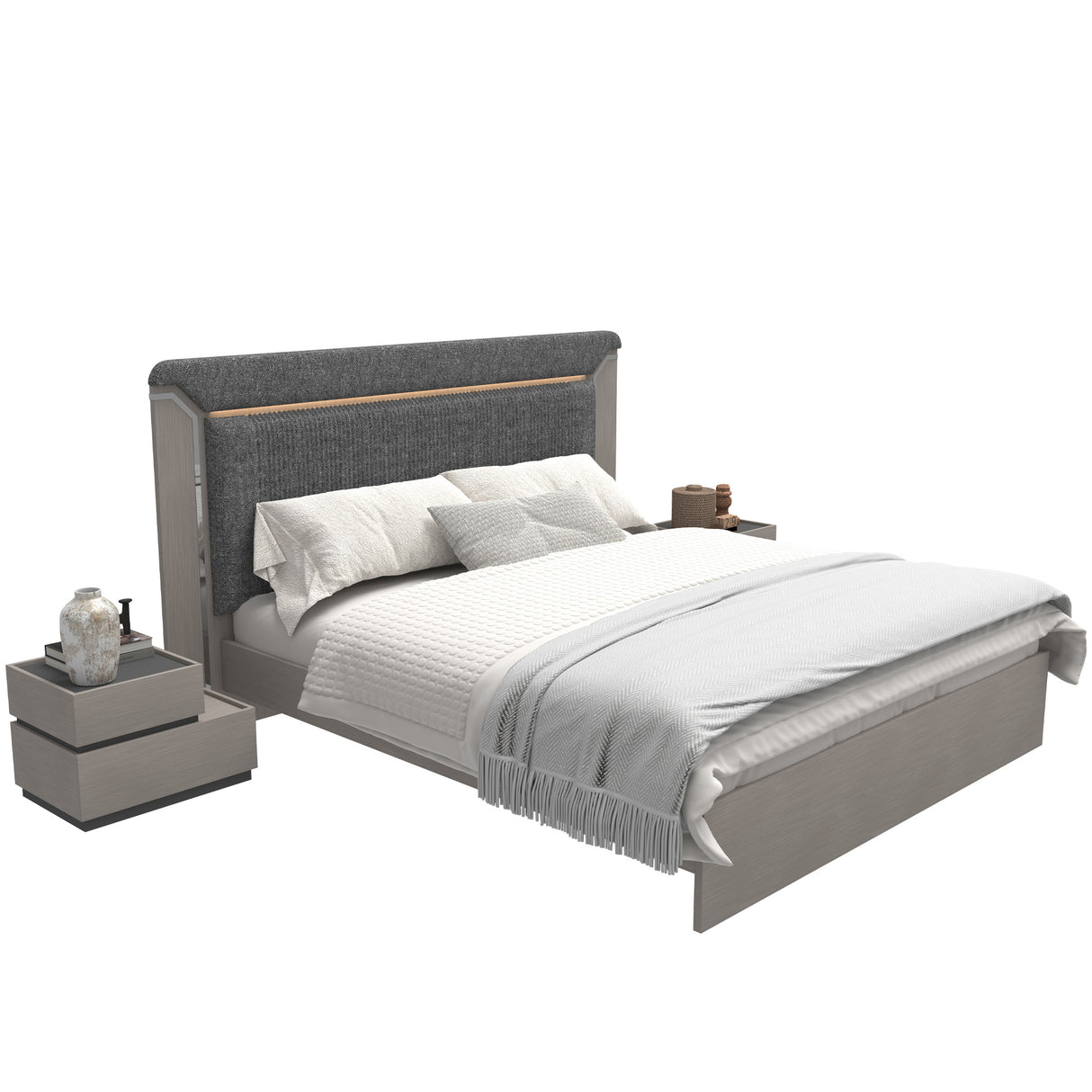 سرير أمارا باللون الرمادي الفاتح