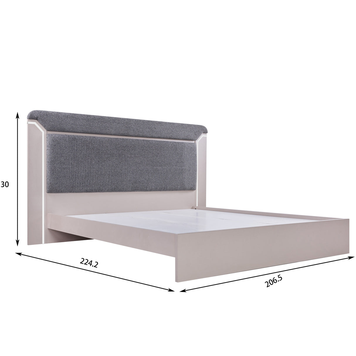 سرير أمارا باللون الرمادي الفاتح