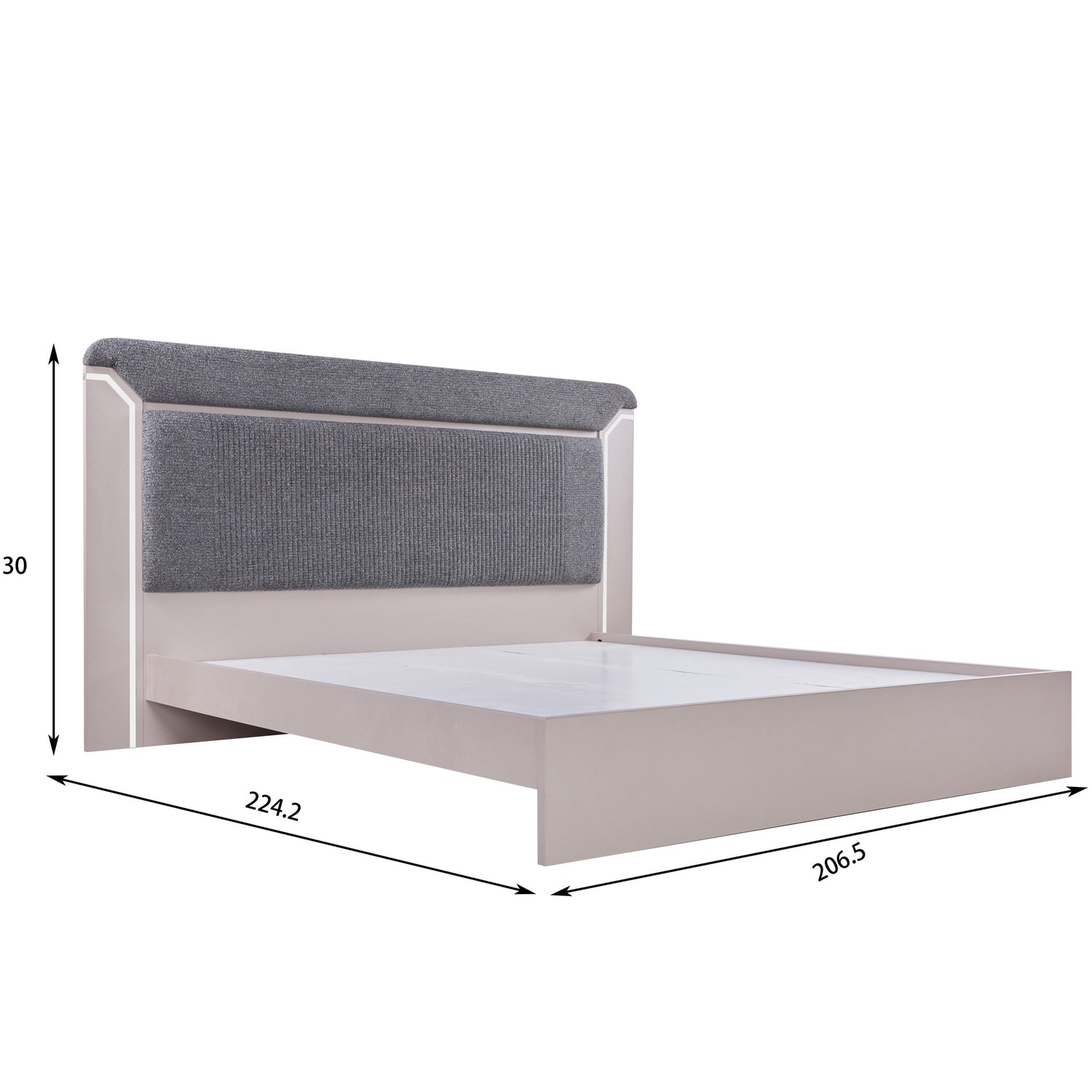 سرير أمارا باللون الرمادي الفاتح