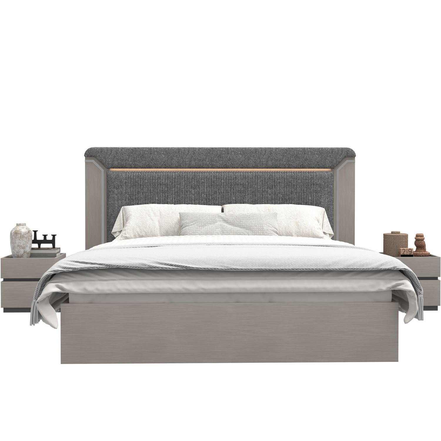 سرير أمارا باللون الرمادي الفاتح