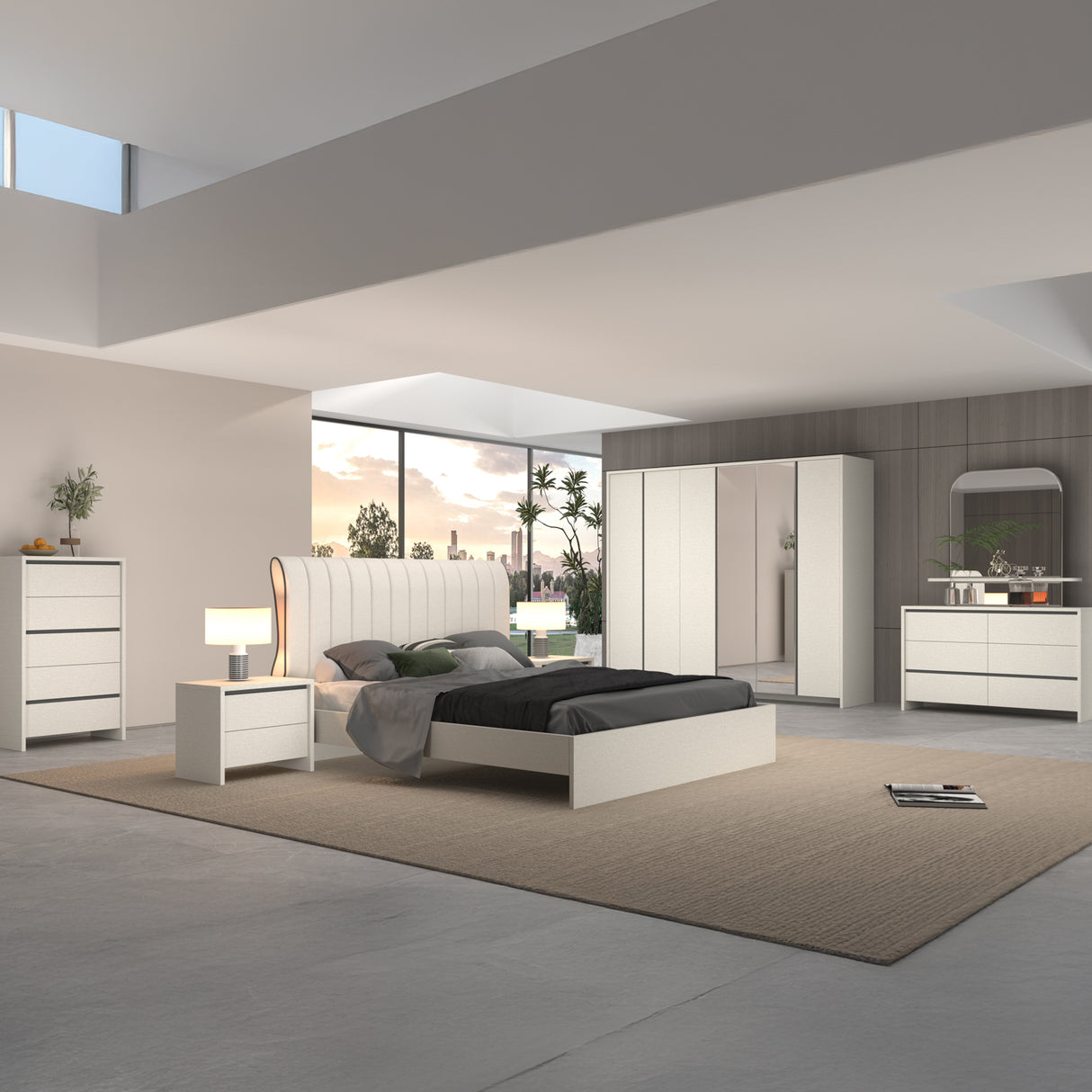 غرفة نوم ماريندا باللون الأبيض