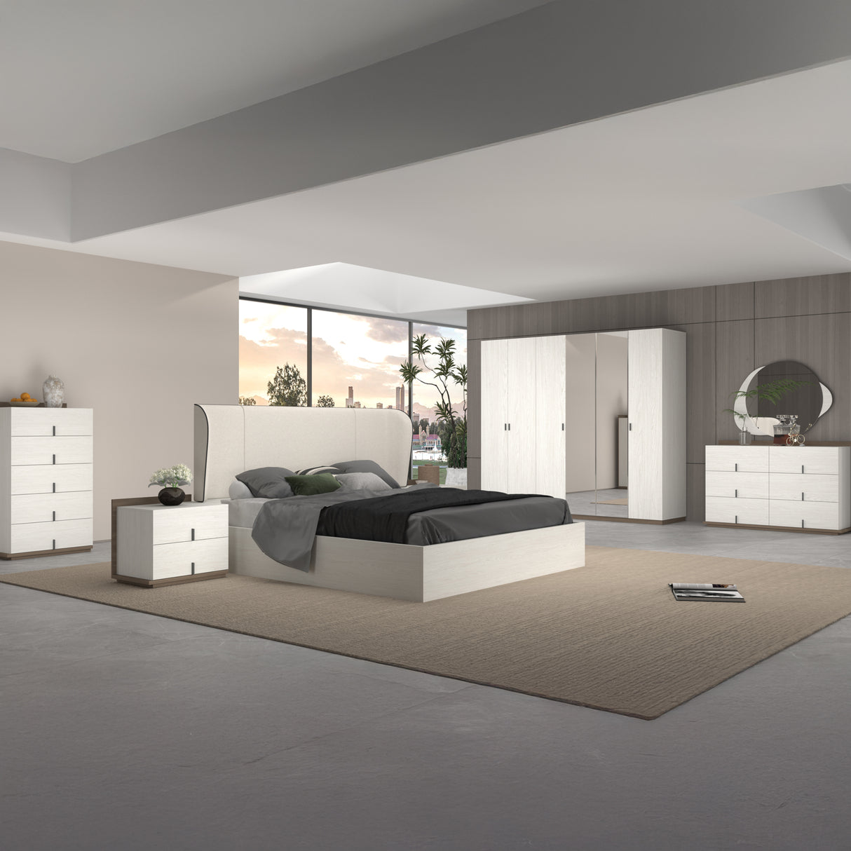 غرفة نوم سيرينا باللون الرمادي الفاتح