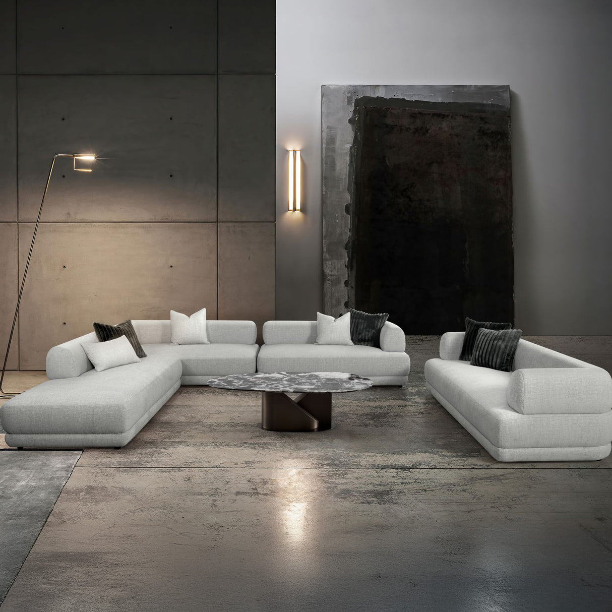 طقم كنب لوران باللون الرمادي