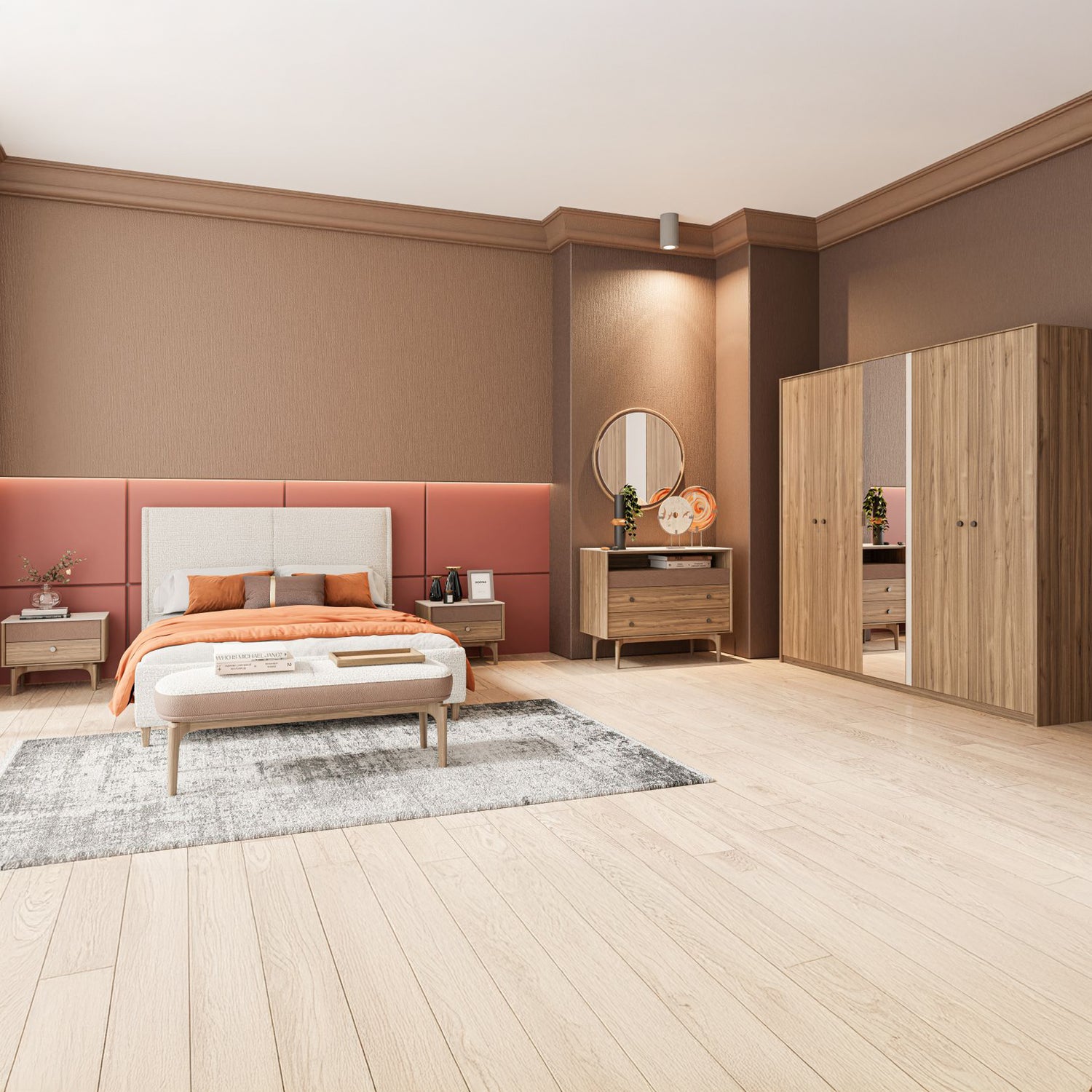 غرفة نوم كوستا باللون البني الجوزي - High Point