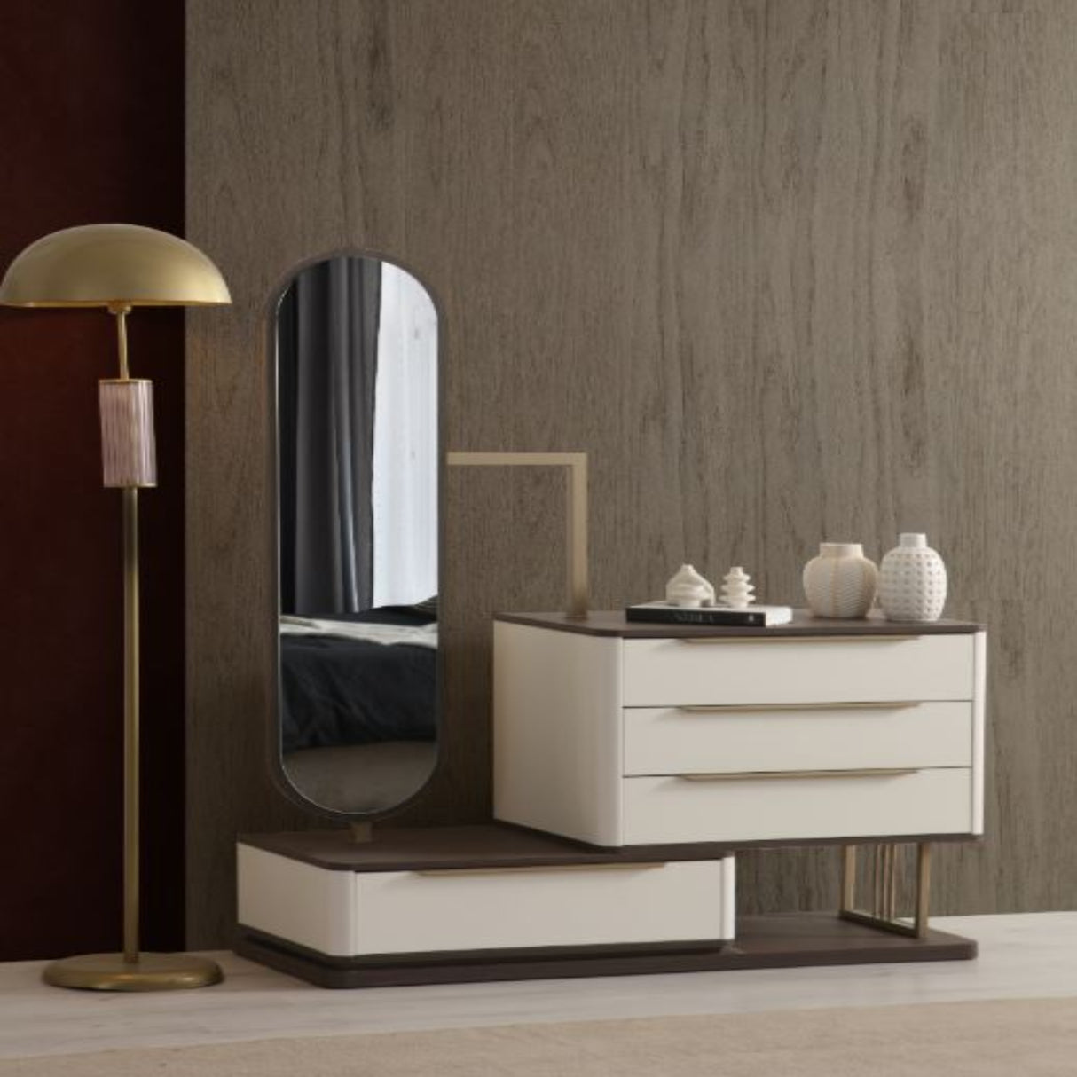 تسريحة إيفانا مع مراية باللون الكريمي