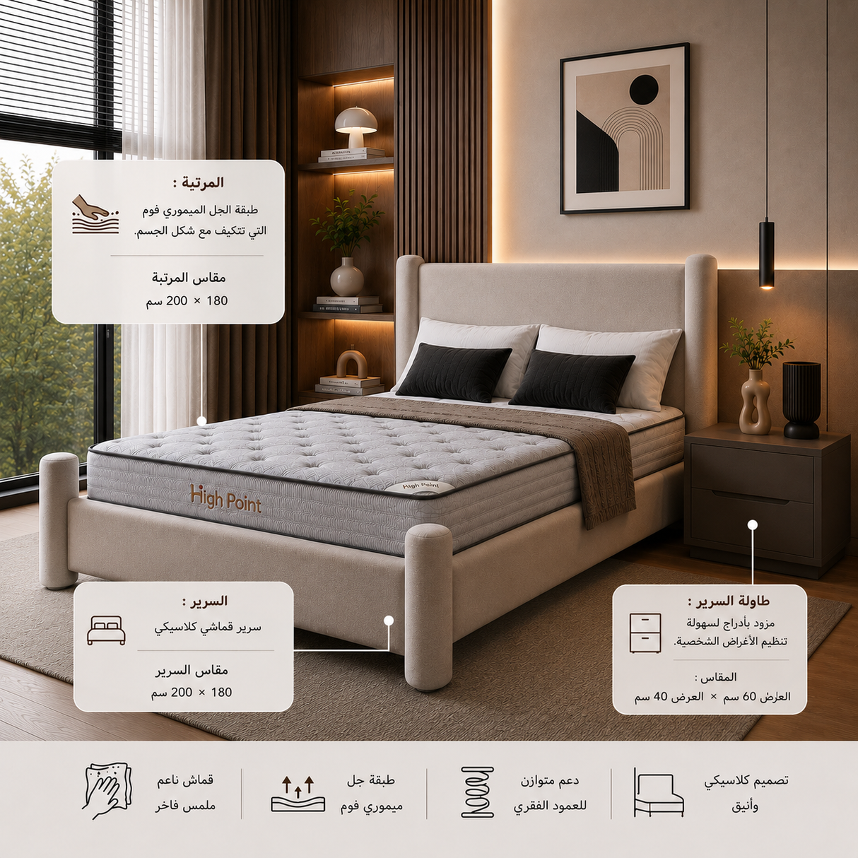 مجموعة غرفة النوم المزدوجة- قابل للتخصيص