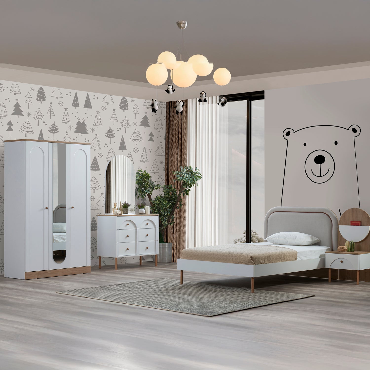 غرفة نوم مورفي باللون الأبيض