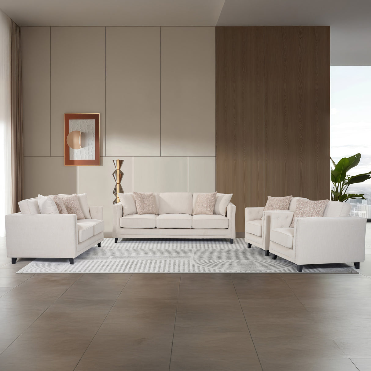 كنب ثلاثي أورفيلدا باللون البيج الفاتح