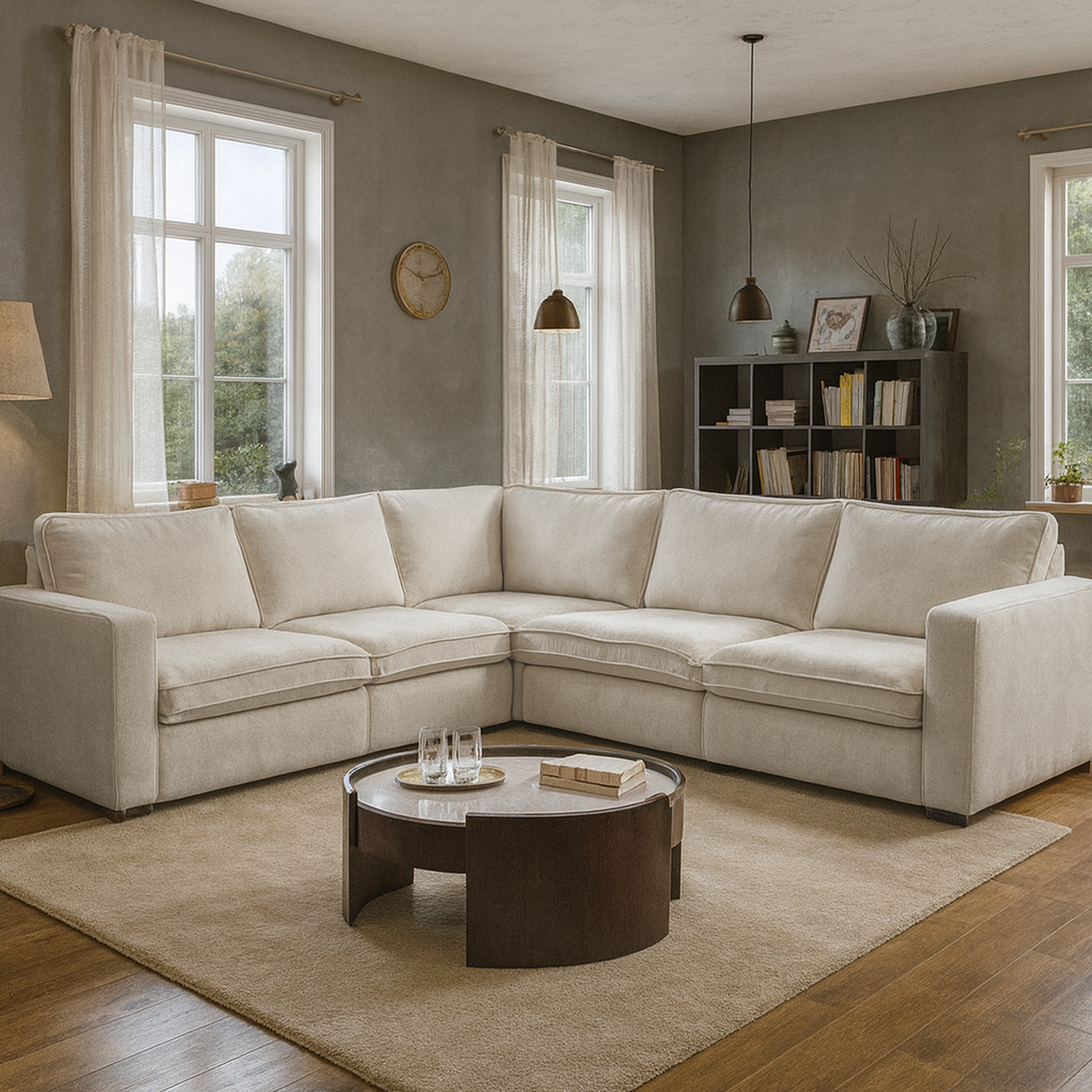 كنب فالين زاوية باللون البيج