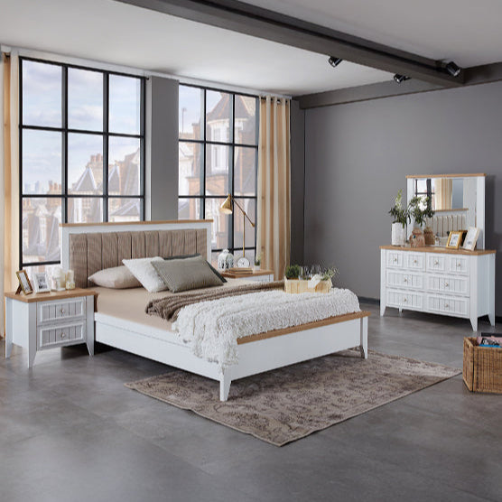 غرفة نوم لودريك باللون الأبيض والخشبي - High Point