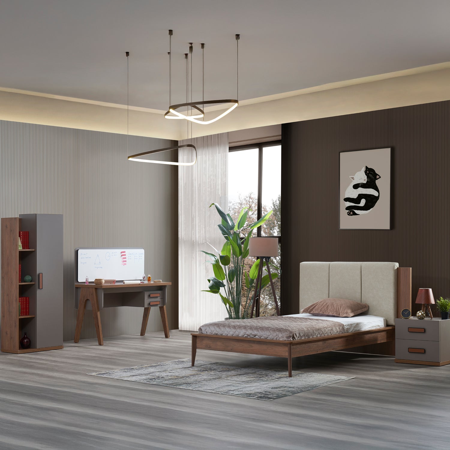 غرفة نوم ديلان باللون البني