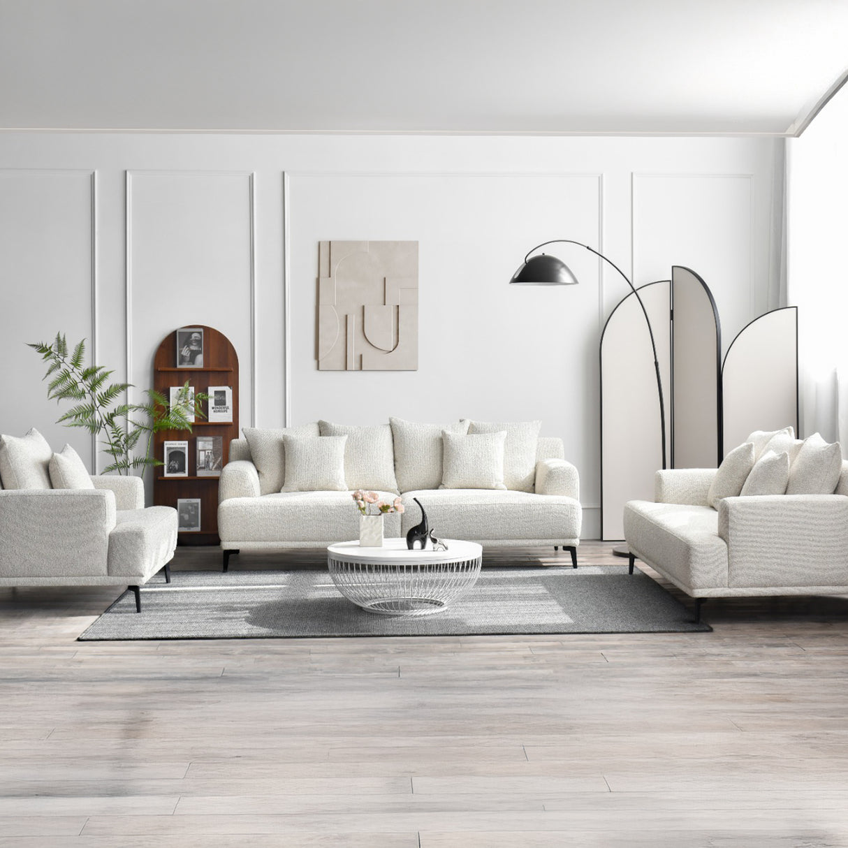 كنب لينورا ثلاثي باللون الكريمي