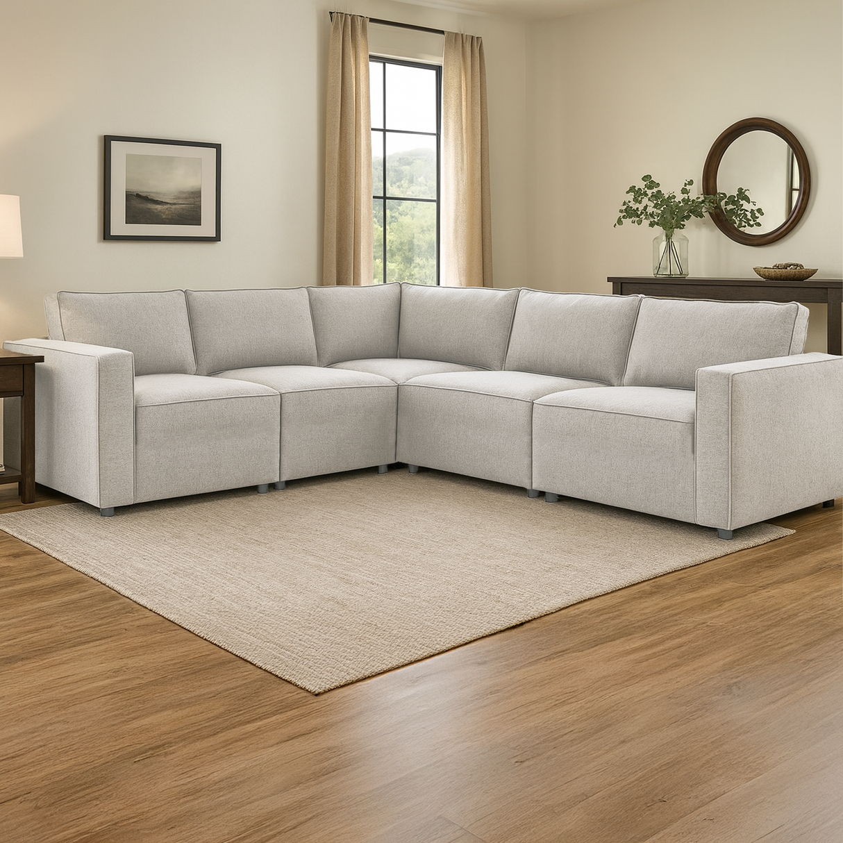 كنب رينورا زاوية باللون الرمادي