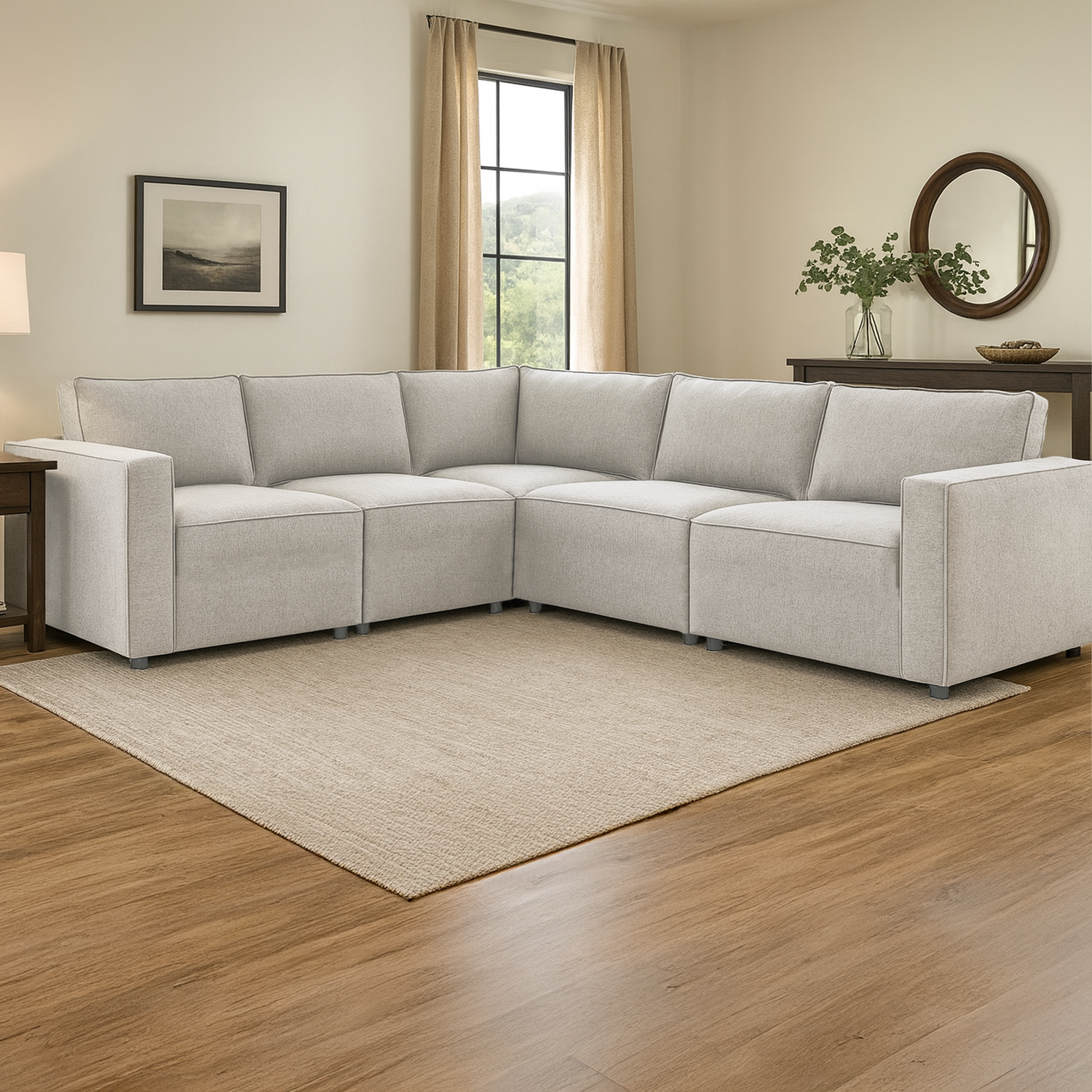 كنب رينورا زاوية باللون الرمادي