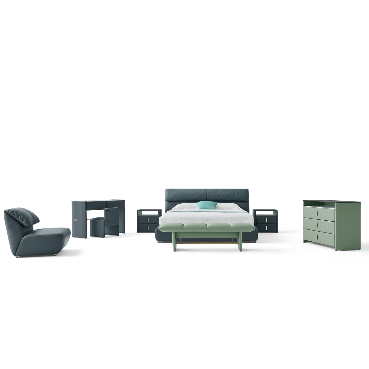 غرفة نوم ريانا باللون الأخضر