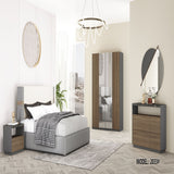 Selena's bedroom in gray and wood