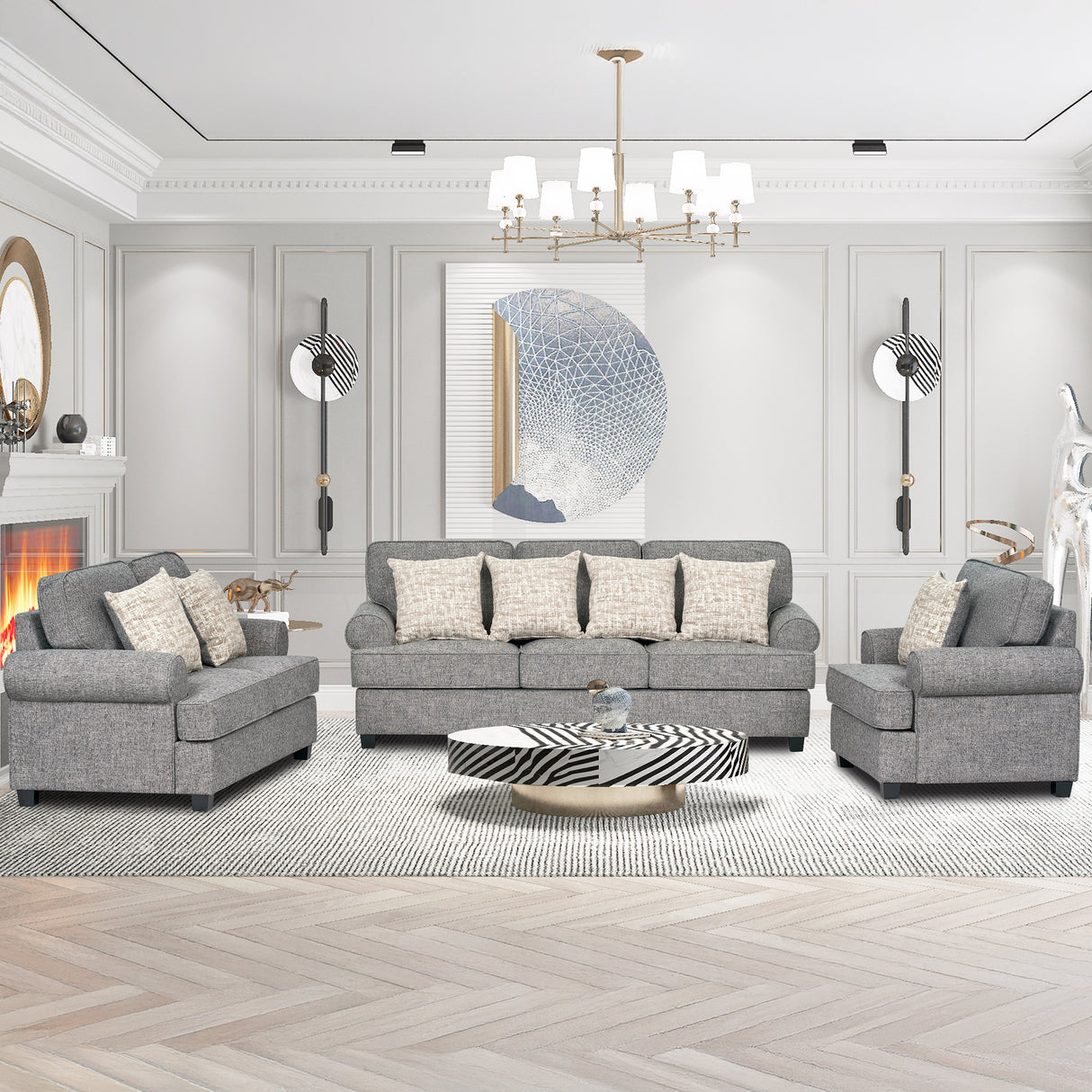 كنب إلفيرا ثنائي باللون الرمادي