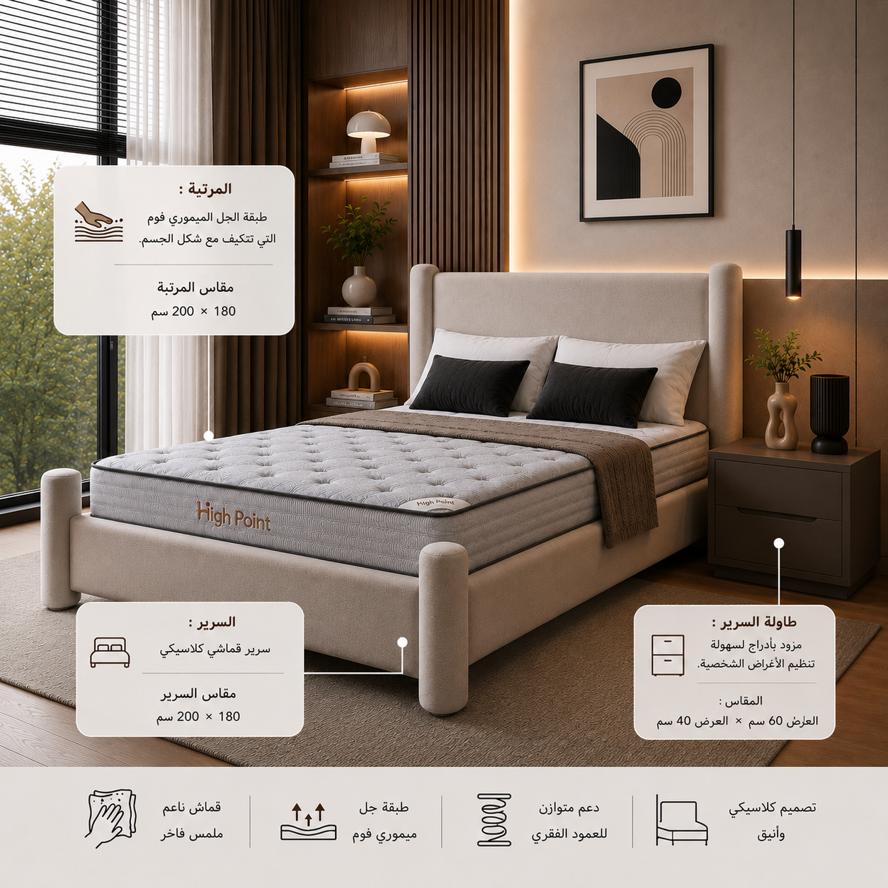مجموعة غرفة النوم المزدوجة- قابل للتخصيص