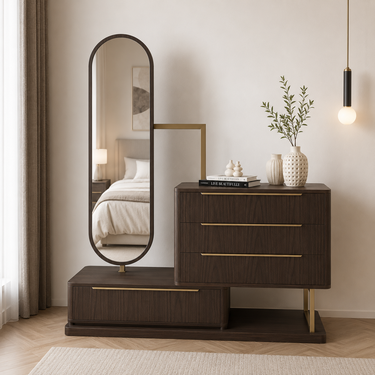 تسريحة إيفانا مع مراية باللون الكريمي