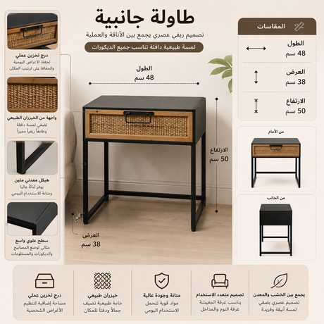 طاولة جانبية نيروفا باللون الأسود