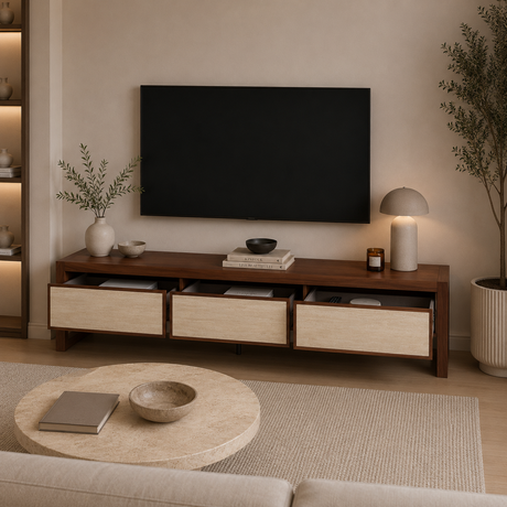 رف تلفاز أرونزا باللون البني
