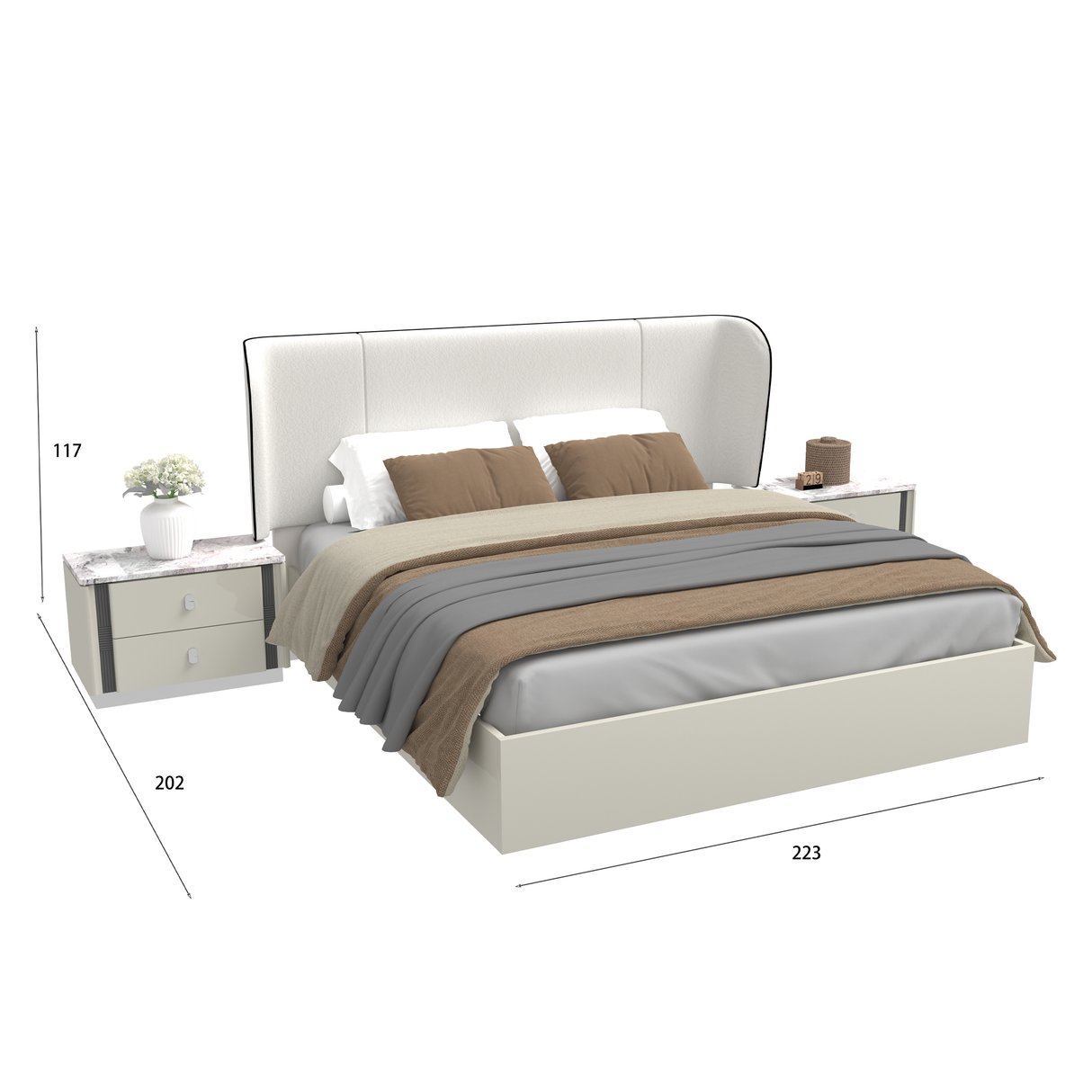 سرير إيفوريا باللون الأبيض