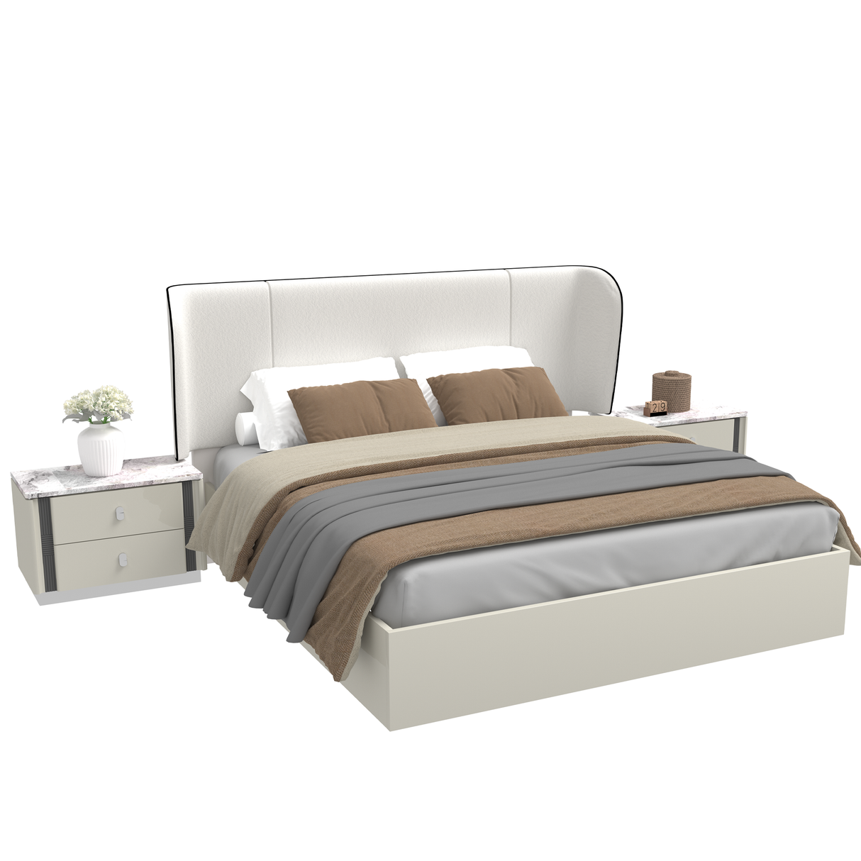 سرير إيفوريا باللون الأبيض