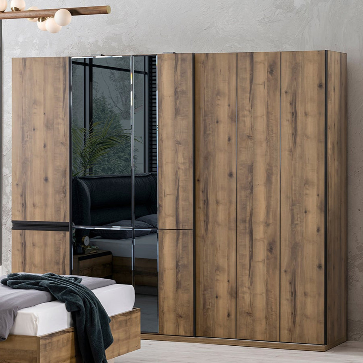 Caro Brown Wooden Wardrobe - Small