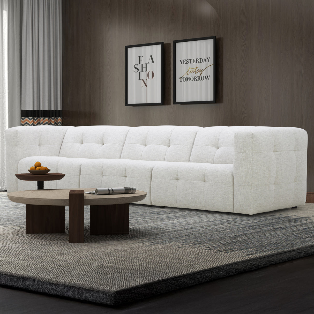 كنب ثلاثي لونا باللون الأبيض