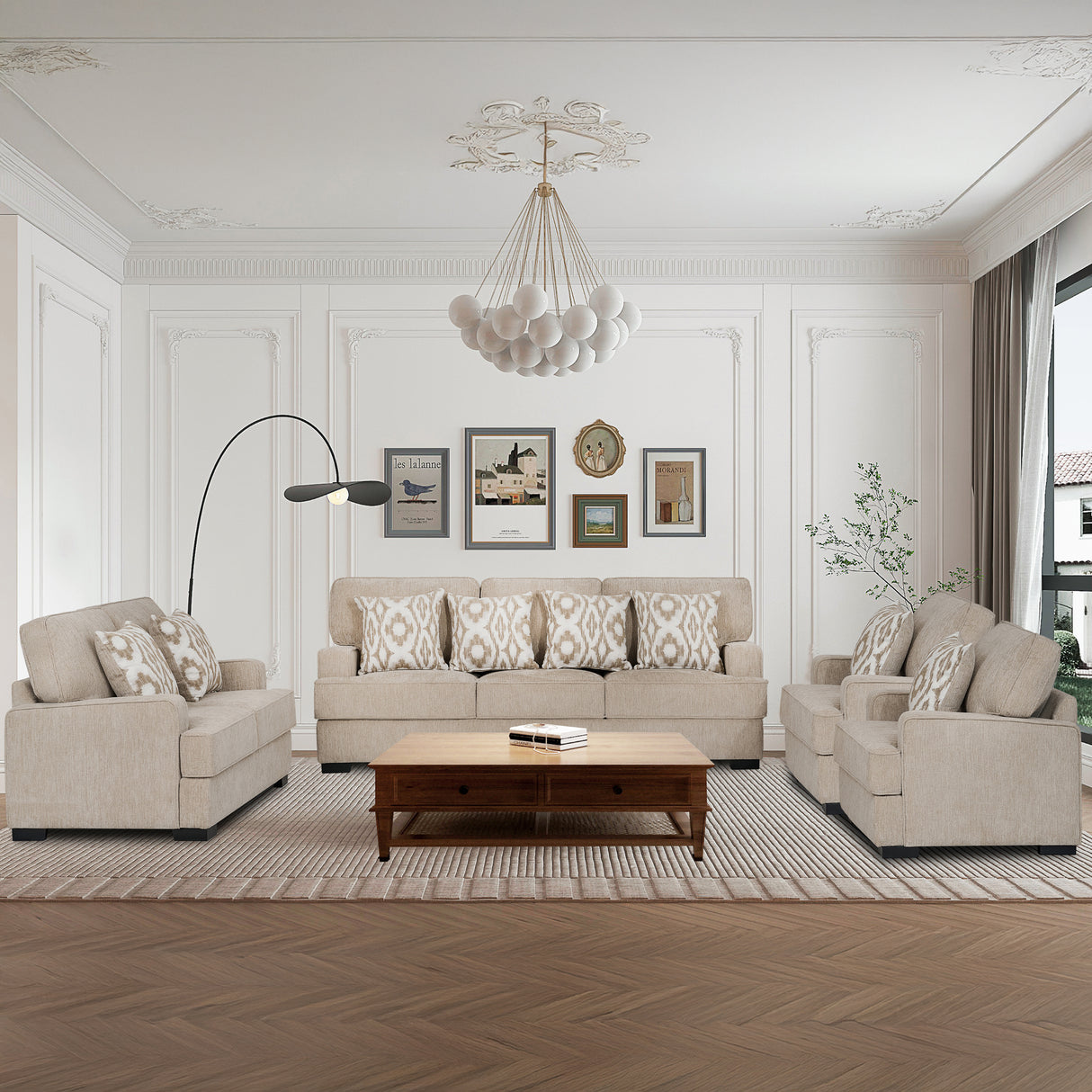 طقم كنب لوسين باللون البني