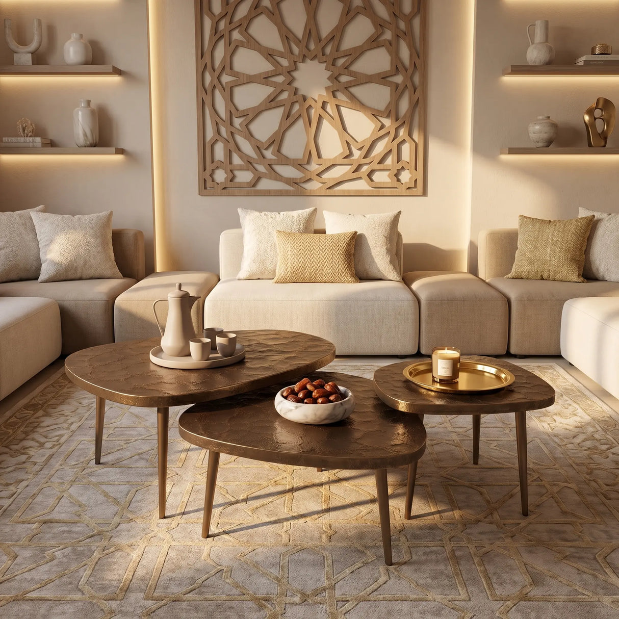 طقم طاولة وسطية سوليرا باللون النحاسي