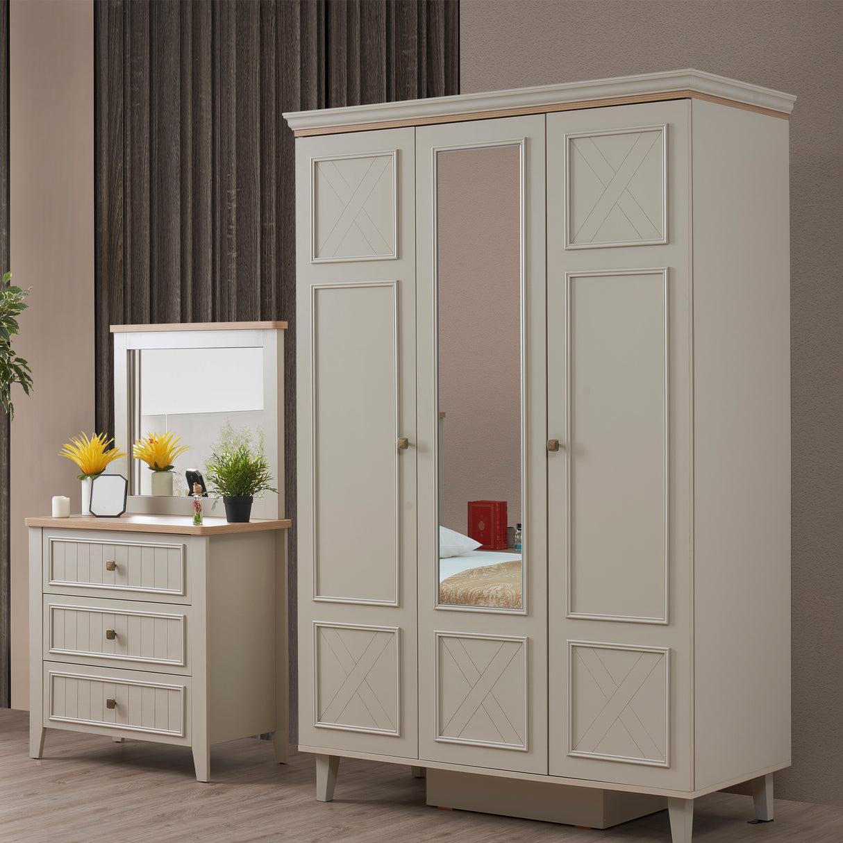 دولاب ليونا باللون الكريمي